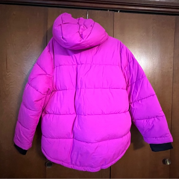 BCBGeneration Magenta NWT XXL Puffer Jacket Oversized Hood Knit Cuffs - Picture 4 of 12
